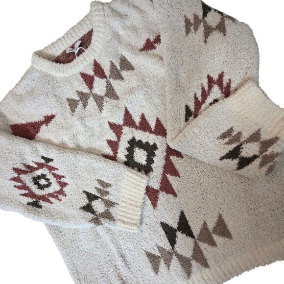 Heyson Sweater Womens Large Cream Aztec Pattern Pullover Soft Cozy Boho Knit - Picture 5 of 16